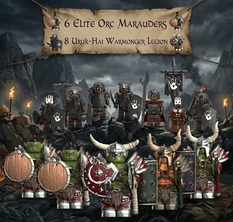 Figurine Orcs Warhammer - Avec Armes D'hast En Métal, Pour Batailles Fantastiques, Occasion (réf. P-00CW8)