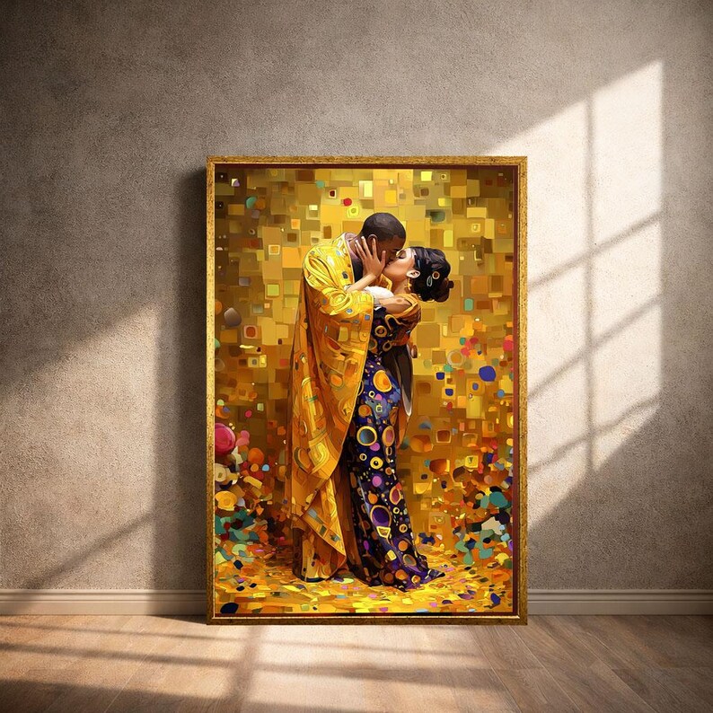 Gustav Klimt Inspired Golden Lovers Canvas Wall Art Print Art Nouveau ...