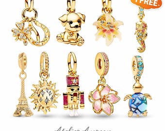 Gold Plated Charms – Pandora Compatible Beads  – Mix & Match Jewelry – Gift for Her