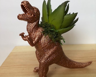 Rose Gold T-Rex Succulent Planter