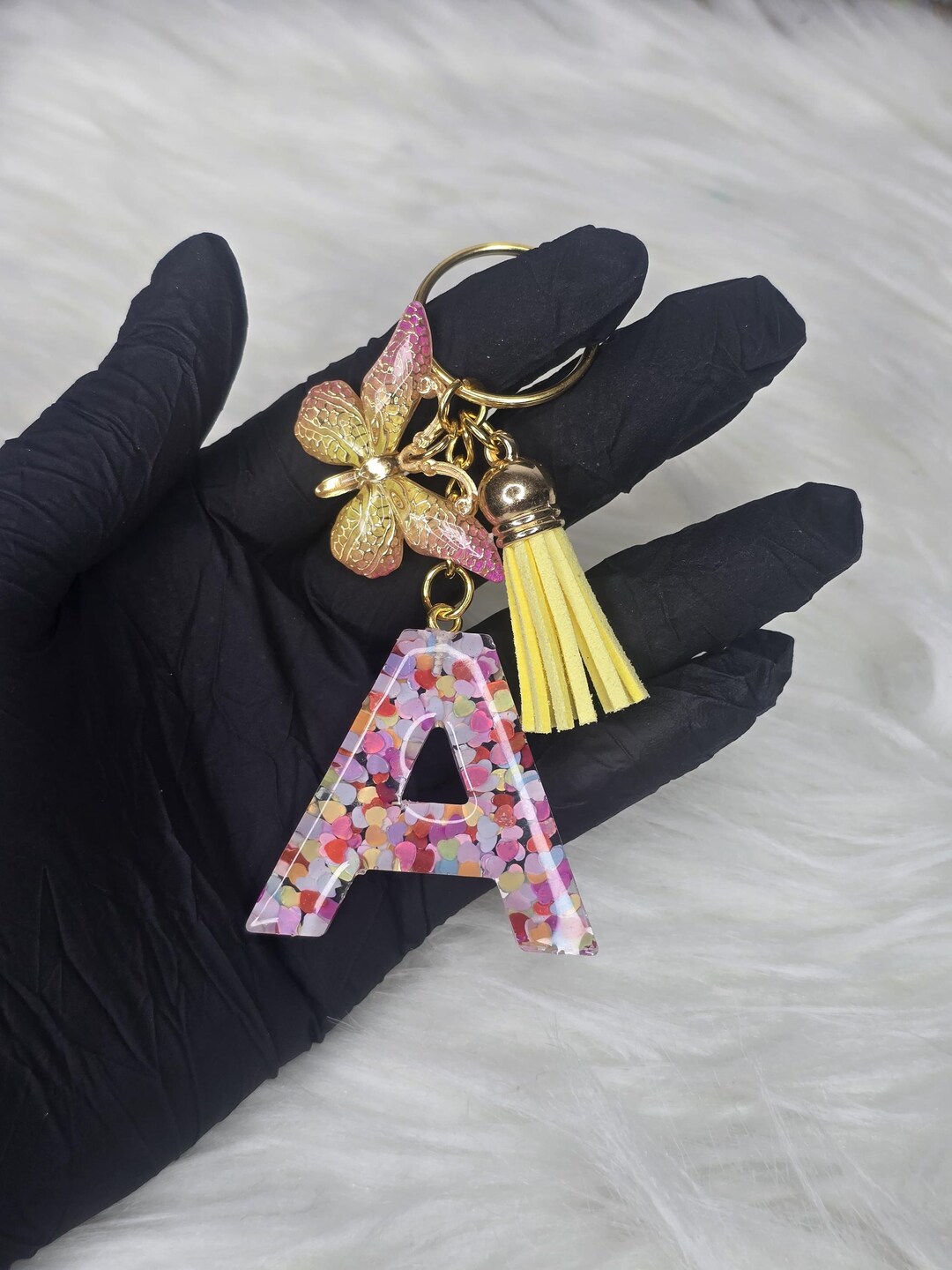 Personalized Resin Letter Keychain-custom Initial Keyring-alphabet Bag ...