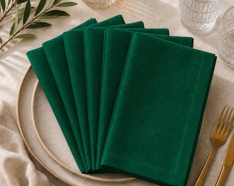Smaragdgrün Baumwoll-Servietten-Set, wiederverwendbare Stoffserviette, Hochzeitstischdekoration