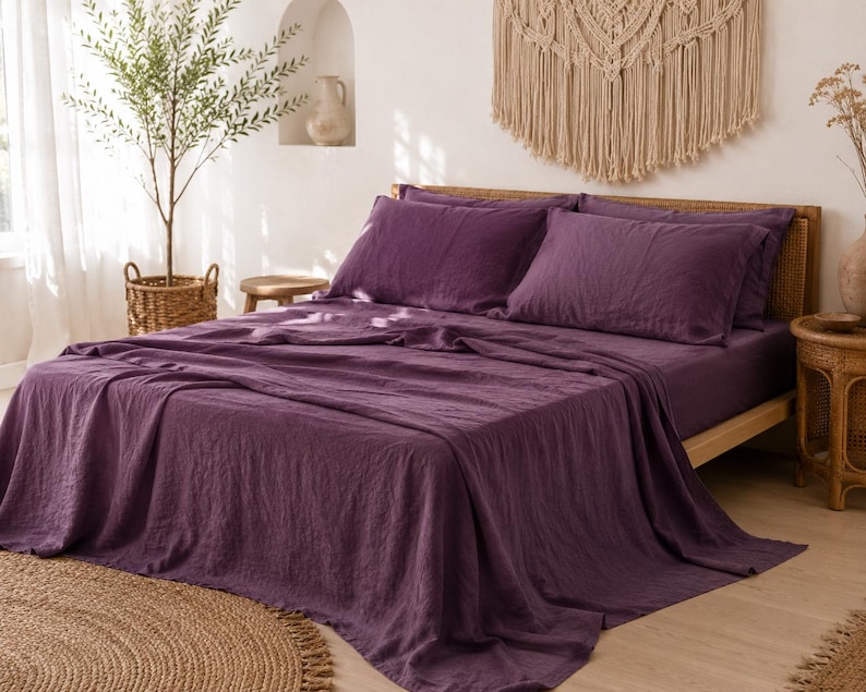 Purple home - purple linen sheet set