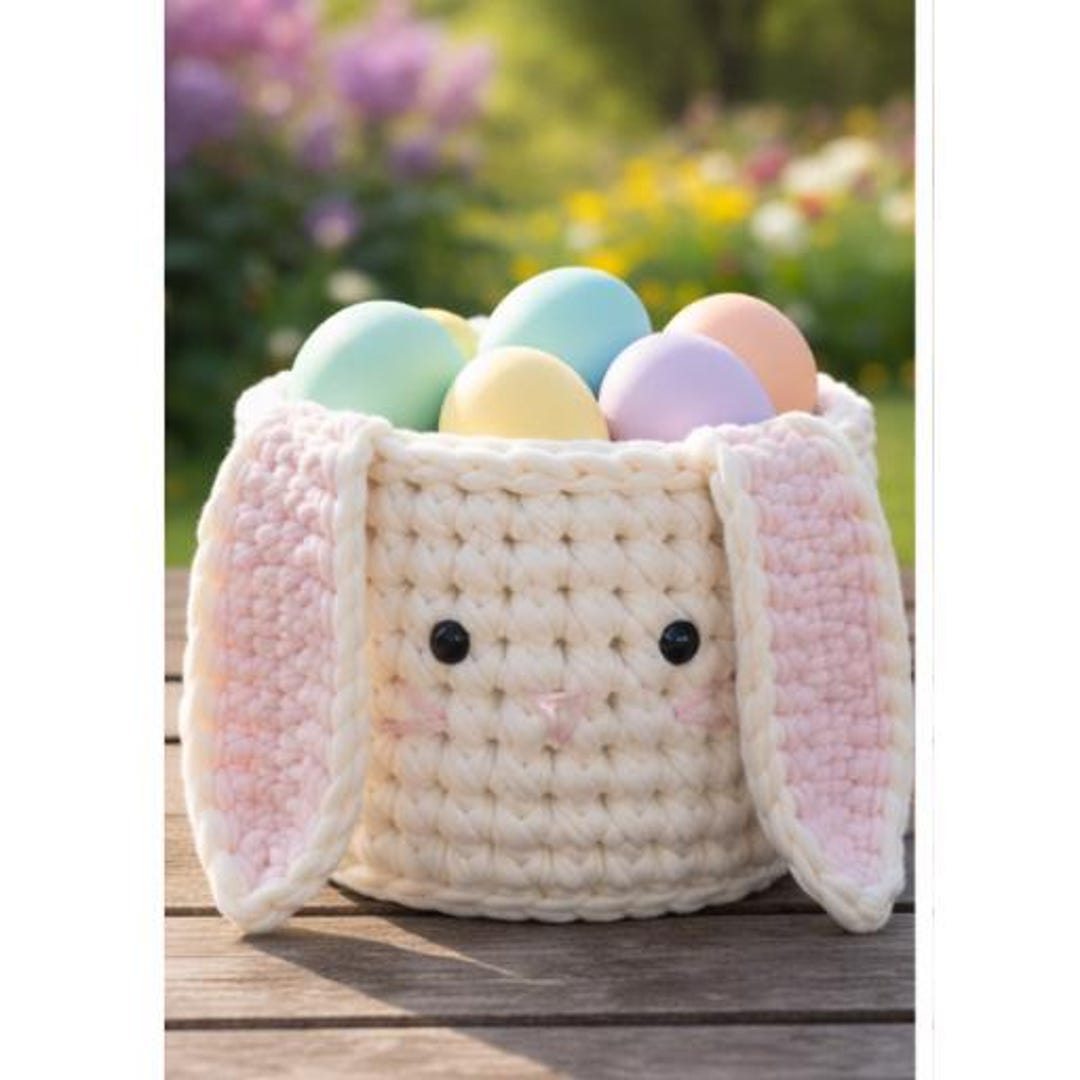 Crochet Bunny Easter Basket Pattern PDF | Amigurumi Spring Decor ...