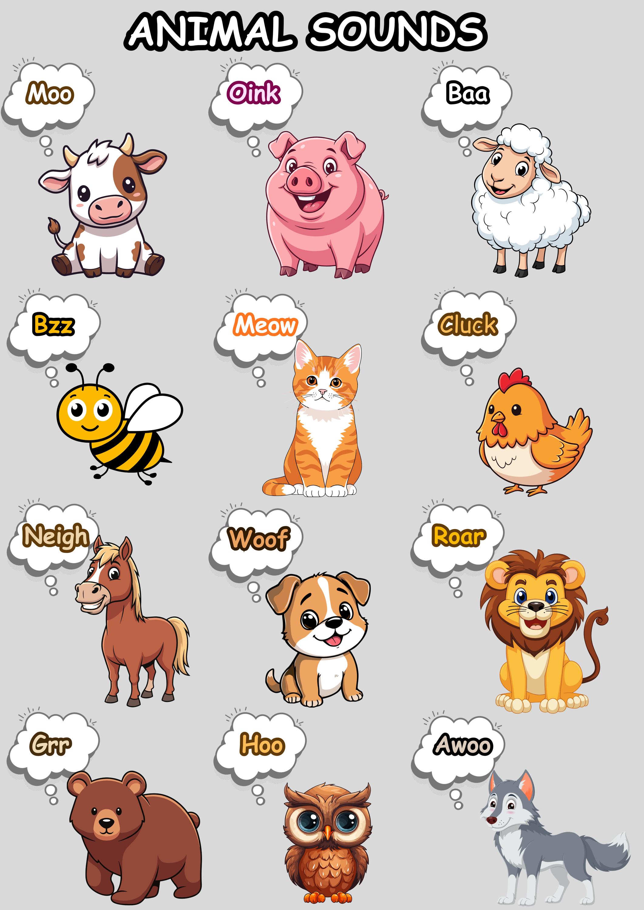 Animal Sounds Poster, Educational Toddler Nursery Decor (digital ...