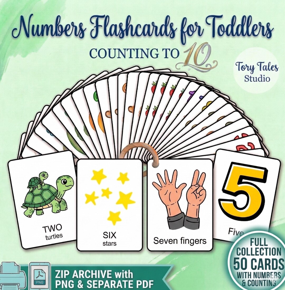 Counting Flashcards 1-10, Toddler Number Flashcards Printable, Learn to ...