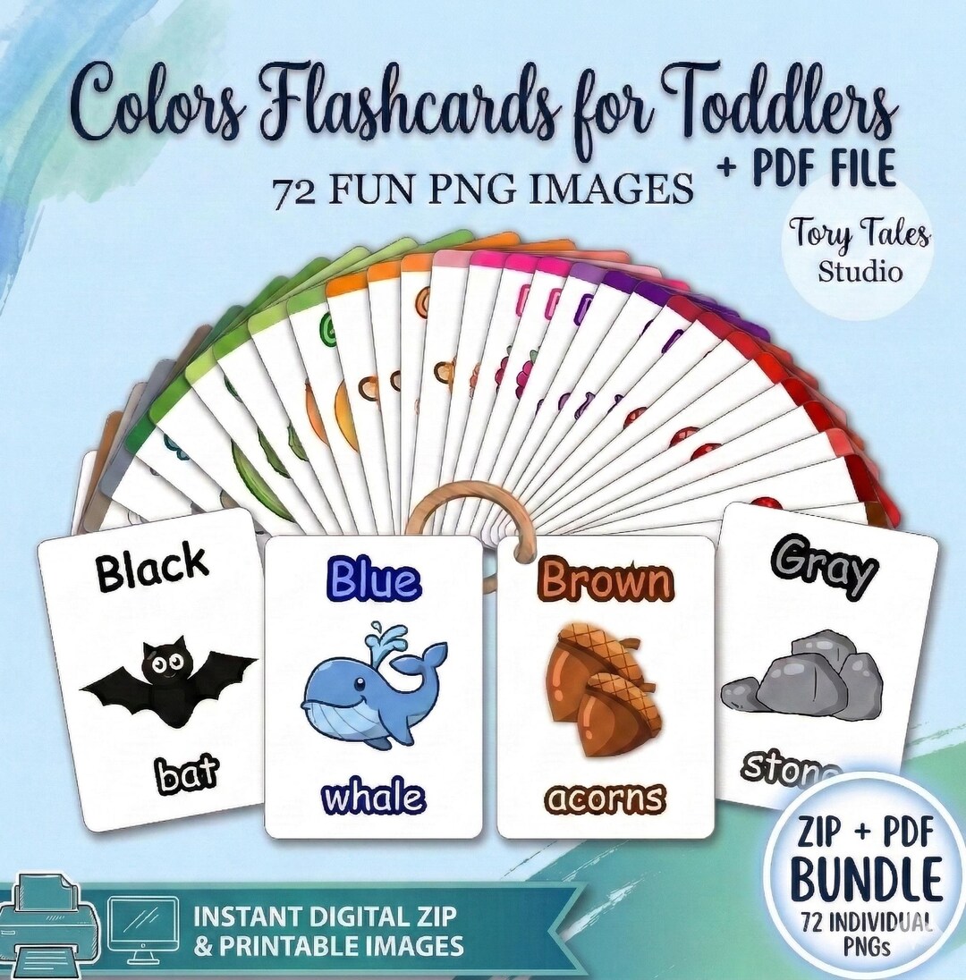 72 Colors Flashcards for Toddlers & Preschoolers • Printable PDF and ...