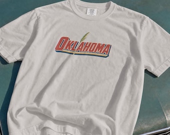Oklahoma retro shirt, vintage Oklahoma State T-shirt, verweerd Oklahoma T-shirt, cadeau voor een Texaanse buurman, zacht katoenen Oklahoma T-shirt met graphic print