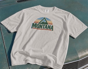 Vintage Montana shirt, retro T-shirt met bergprint, cadeau voor Montana-liefhebbers, T-shirt met natuurprint, outdoor kleding, unisex shirt met staatsmotief