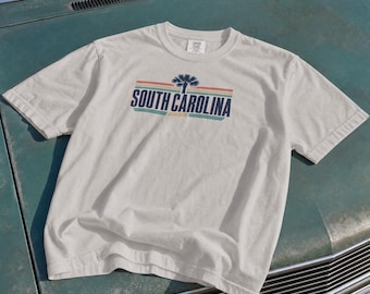 Retro T-shirt van South Carolina, vintage SC-shirt, T-shirt van de Palmetto State, cadeau uit South Carolina, SC-souvenir, trendy T-shirt met kustprint