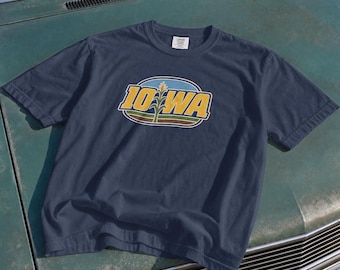 Iowa Retro T-shirt, Vintage stijl Iowa State shirt, Unisex Iowa kleding, Iowa Pride cadeau, T-shirt met vintage Iowa graphic, Heartland Clothing