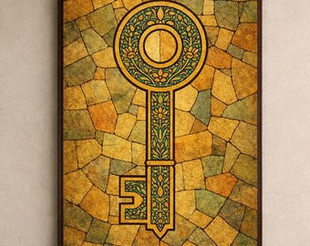Póster de llave simbólica, lámina con símbolo de protección del hogar, arte decorativo italiano, póster con significado espiritual