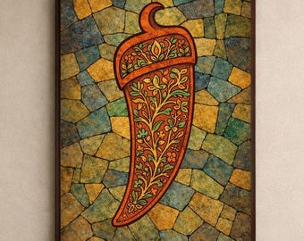 Póster napolitano Cornicello, lámina del cuerno de la suerte, símbolo italiano de buena fortuna, decoración del hogar.