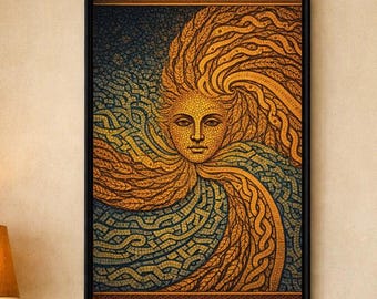 Símbolo siciliano de Trinacria, cartel mitológico, arte mediterráneo
