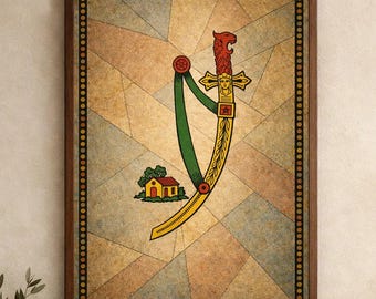 Póster del As de Espadas, Cartas Sicilianas, Arte de Naipes, Símbolo de Espada, Decoración Italiana