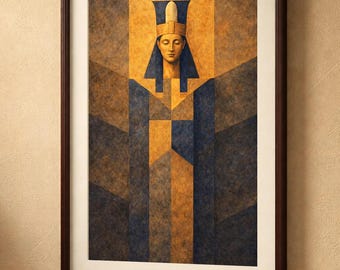 Póster artístico de Osiris, mitología egipcia, dios geométrico, símbolo antiguo, decoración mitológica.