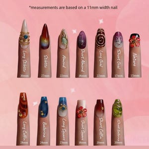 polka dot striped french Press-On Nails | Hand-Painted Custom Nails | Reusable Nail Set image 5