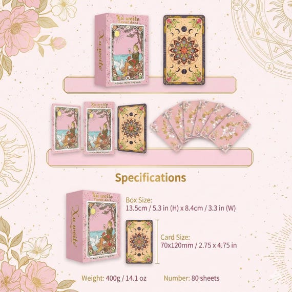 Pink Gold Foil Tarot Deck – Xu Weite Art Nouveau Divination Cards