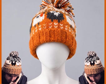 Resident Evil Outbreak Night Inspired Knit Beanie, Character Style Pom Pom Winter Hat, Retro Pattern Cosplay Accessory, Adult Kids