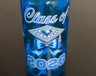 Bicchiere di laurea in plastica blu