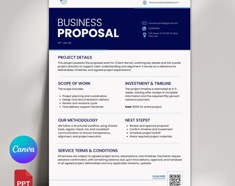 Business Proposal Template | Client Onboarding Project Proposal | Canva & PowerPoint Editable