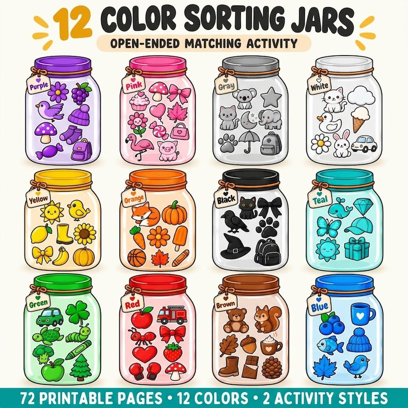 Color Matching Game for Kids, Toddler Montessori Sorting Activity ...