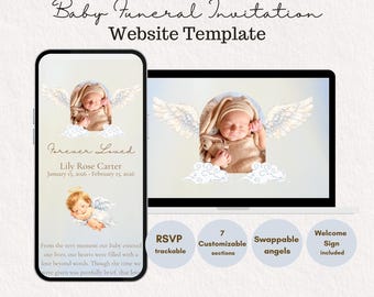Baby Funeral Invitation Template, Infant Loss Memorial Website, Angel Baby Funeral Announcement Template, Editable Celebration of Life