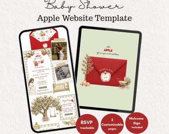 Apple of Our Eye Baby Shower Website Invite with RSVP, Fall Apple Orchard Baby Shower Invitation, Autumn Baby Shower, Welcome Sign Included