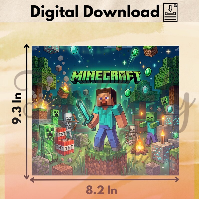 Minecraft Tumbler Wrap, 20oz, Minecrafters, Gift, Sublimate, Game ...