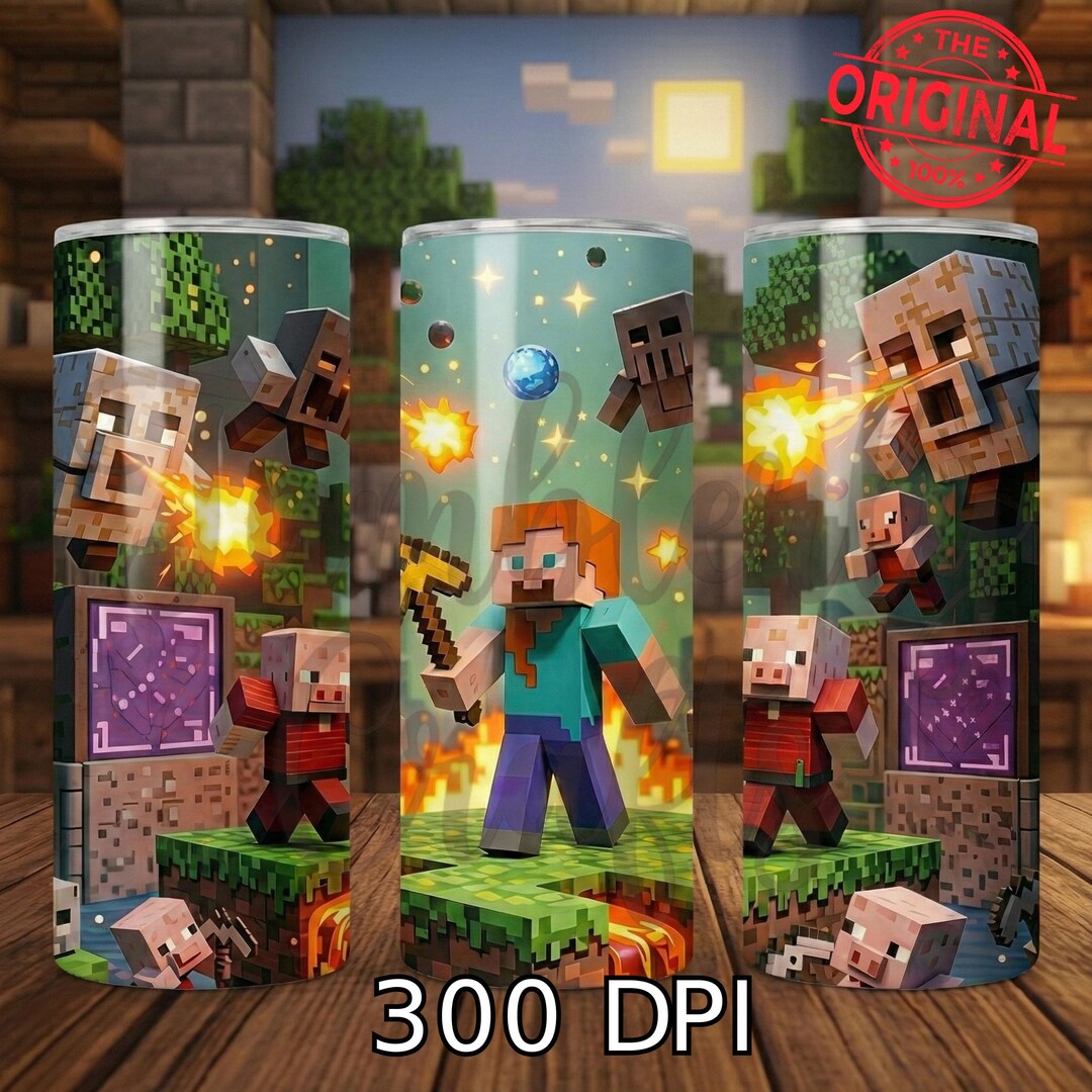 Minecraft Tumbler Wrap, 20oz, Minecrafters, Gift, Sublimate, Game ...