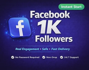 1 000 abonnés Facebook | Croissance rapide et sûre | Profils réels | Garantie de recharge | Boostez votre page Facebook