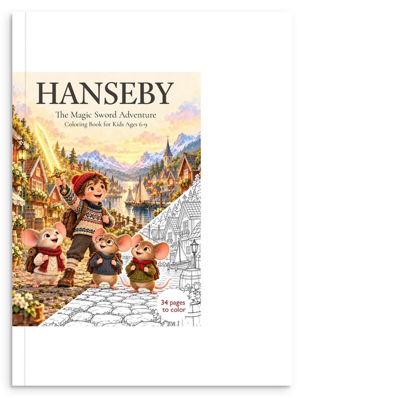 Hanseby Magic Sword Adventure Coloring Book | 30 Scenes + 4 Characters (PDF Download) image 1