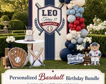 Personalized Baseball Birthday Bundle, Home Run Decor, Digital Party Set