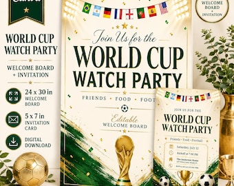 World Cup Watch Party Welcome Board and Invitation Bundle (Digital Download)
