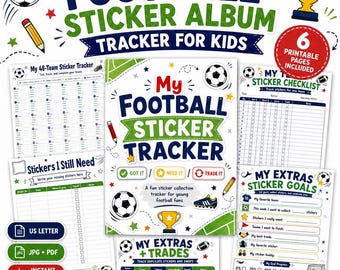 Football Sticker Album Tracker for Kids, Printable Soccer Sticker Checklist, Instant Download