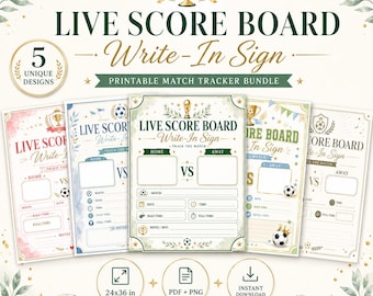 Soccer Live Score Board, World Cup Watch Party Tracker (Instant Download)
