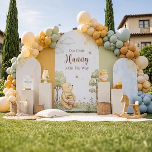 Pacote Digital Personalizado para Chá de Bebê com Tema de Urso e Abelha, Decoração para Festa "Nosso Pequeno Querido" (Arquivos Digitais)