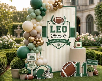 Personalized American Football Birthday Bundle, Game Day Party Decor Printable (Digital Files)