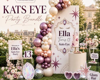 Glam Purple Birthday Bundle, Personalized Teen Party Decor (Digital Download)