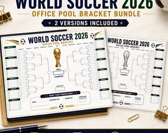 World Soccer 2026 Office Pool Bracket, Tournament Prediction Sheet (Digital Download)