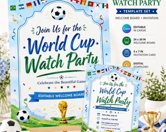 World Cup Watch Party Invitation & Welcome Board Bundle (Digital Download)