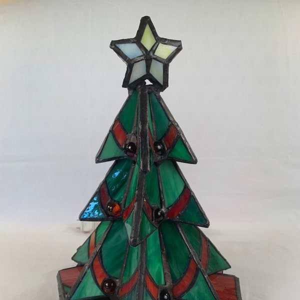 Leaded Glass LIGHTED CHRISTMAS TREE Stained Glass