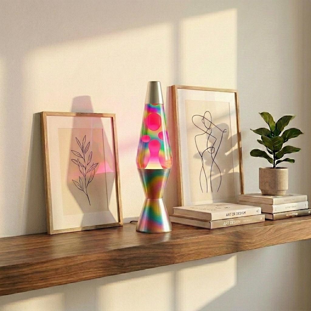 Retro Rocket Lava Lamp, Purple Orange Mood Light, Vintage Glow