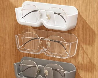 Wall Mounted Glasses Holder | Self Adhesive Eyewear Display Case | Plastic Sunglass Storage Rack | No-Drill Reading Glasses Shelf Organizer