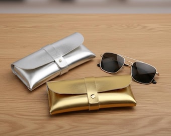 Estuche de lujo de piel para gafas / Funda minimalista para gafas / Estuche premium para gafas de sol / Organizador de viaje elegante para dispositivos electrónicos / Regalo artesanal para él