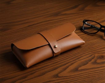 Estuche de cuero para gafas / Funda delgada para gafas / Estuche multiusos para dispositivos electrónicos y portalápices / Regalo de viaje minimalista para hombres y mujeres