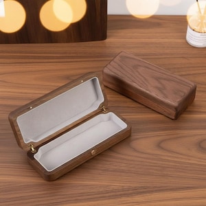 Walnut Wood Glasses Case | Magnetic Hard Shell Eyeglass Box | Luxury Wooden Sunglasses Holder | Christmas Gift for Boss Desk Organizer