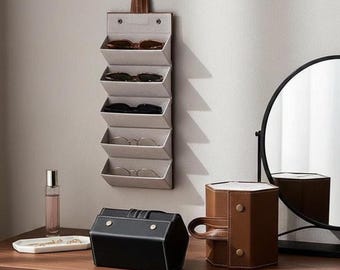 Estuche para gafas de sol con 2, 3, 4, 5 o 6 compartimentos, colgante, para colgar en la pared, expositor y estuche enrollable para gafas de viaje, regalo para hombres y mujeres.