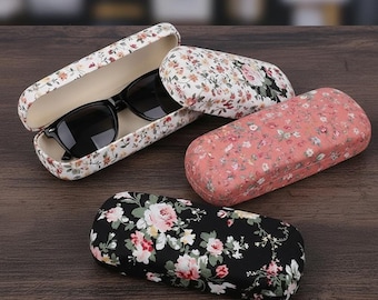 Estuche para gafas de tela floral / Estuche rígido vintage para gafas de sol / Protector de gafas retro con estampado floral / Regalo de lujo para mujeres y mujeres