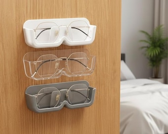 Portaocchiali da parete / Vetrina autoadesiva per occhiali / Portaocchiali in plastica / Organizzatore per occhiali da lettura senza foratura